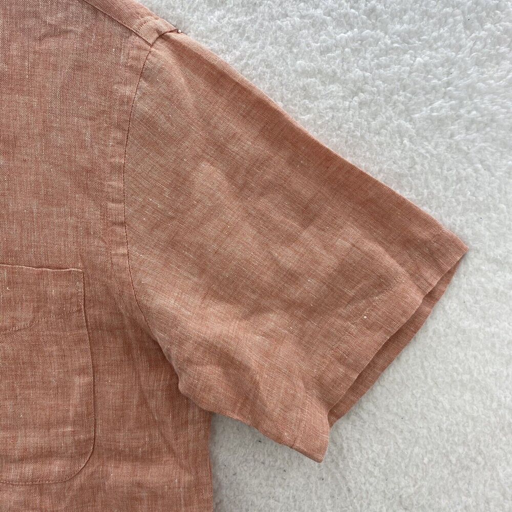 Jos A Bank Linen Shirt Men's Medium Pink Short Sleeve Summer Comfort Button Up - Picture 7 of 16